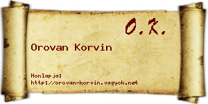 Orovan Korvin névjegykártya